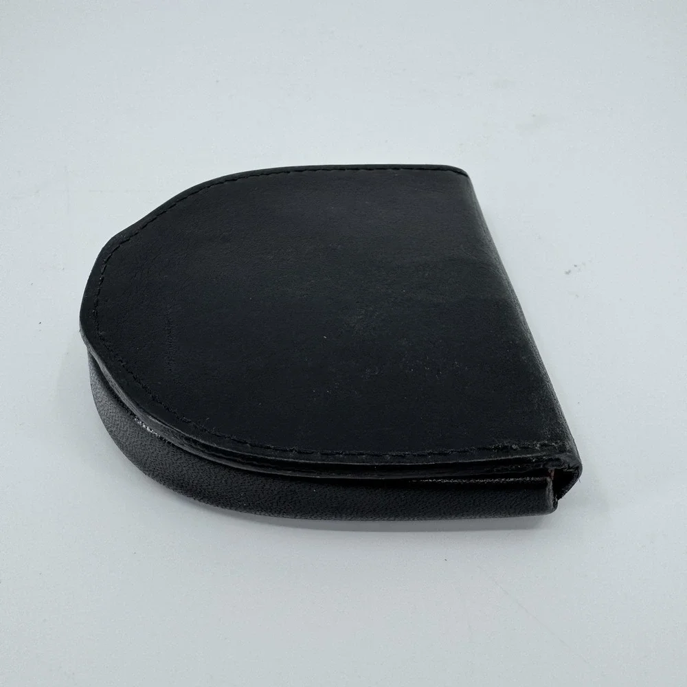RARE Vintage GIANNI VERSACE, BLACK Leather Coin Purse Men's Wallet Made In Italy